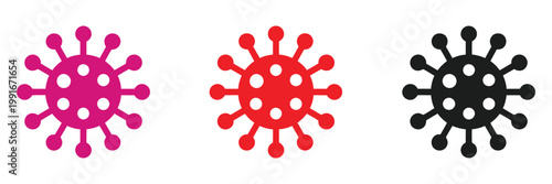 Set, of virus cell icons, vector illustration, microscopic pathogen symbols, bacteria and viral particles, medical and science concept, infection and disease visualization, flat vector graphics for 