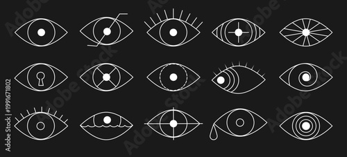 Outline white eye icons