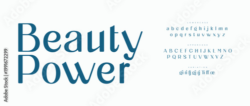 A beautiful typography design with the words Beauty Power and an alphabet font
