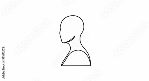 Abstract, minimalist outline of a human head and shoulders, facing left