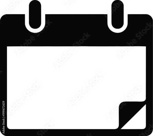 Simple calendar icon with turned down page corner