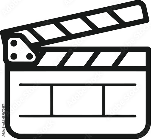Film clapperboard icon on white background