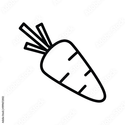 Simple line art carrot vegetable icon for culinary and healthy nutrition website interface design
