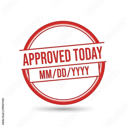 Red approved stamp with date placeholder ready for documentation
