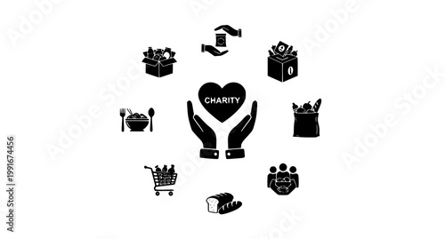 Charity and giving a collection of icons representing support and kindness