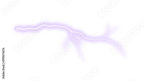 Fotografie Purple lightning bolt with electric glow, powerful atmospheric discharge, glowin