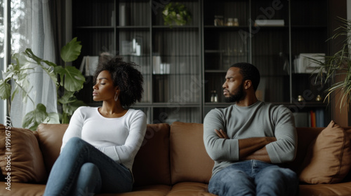 Frustrated Couple Sitting Apart, Avoiding Eye Contact