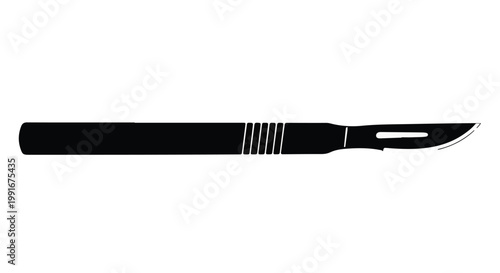 Surgical scalpel medical instrument silhouette isolated on white background for healthcare and medicine concepts