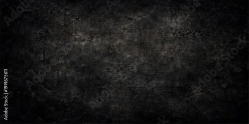 Dark grunge black and white background featuring a rough textured concrete wall surface with an aged vintage pattern