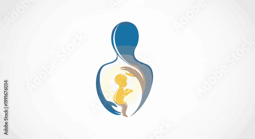 Artistic embrace of a baby, cradled by hands within a protective silhouette