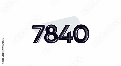 Bold, dark, and shiny numerals 7840 with a subtle grey shadow behind them
