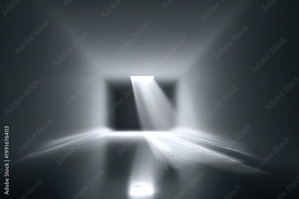 Obraz premium Light streaming through open door in empty modern room