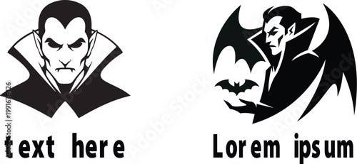 Vampire Count Dracula Logo – Gothic Silhouette T-Shirt Design Vector