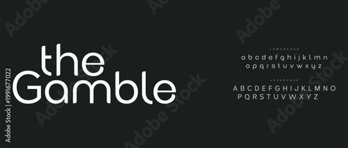 A modern typography design featuring the alphabet in lowercase and uppercase letters