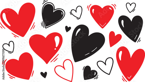 Hand drawn shape heart with cute sketch line, divider shape. Love doodle isolated on white background for wedding, mother, woman or valentines day.