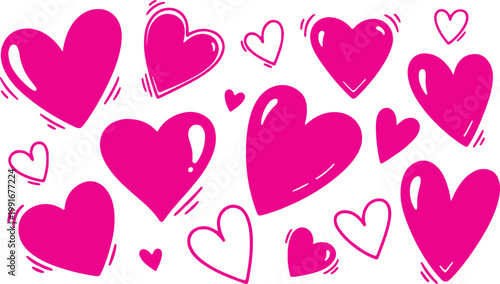 Hand drawn shape heart with cute sketch line, divider shape. Love doodle isolated on white background for wedding, mother, woman or valentines day.