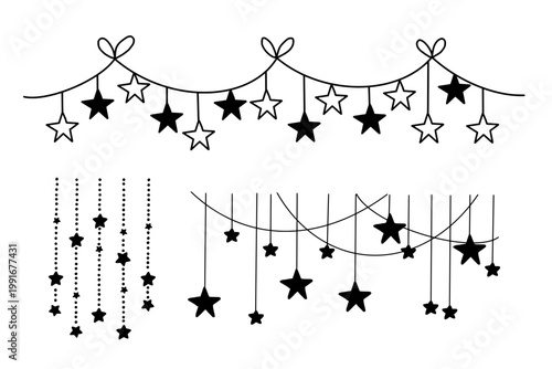 star line banner flags set vector