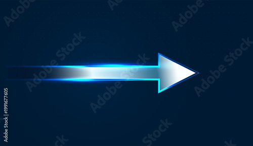 A sleek Digital arrow glows intensely as it points forward, representing the unstoppable move toward market success, blue tones to illustrate a rapid increase in data speed and Digital