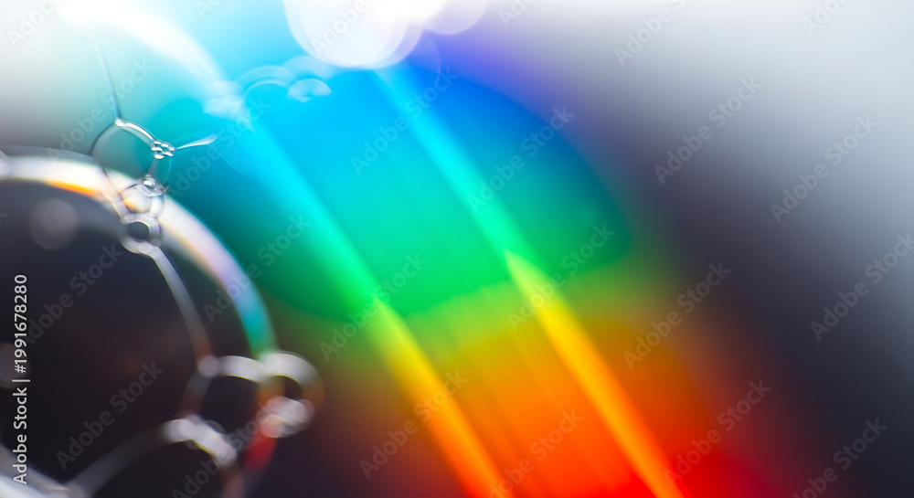 Naklejka premium Rainbow lens flare, colorful light beam, bright spectrum, shiny effect