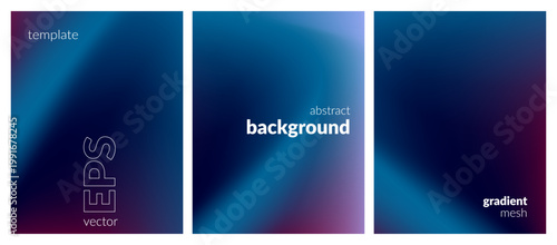 Abstract liquid background set. Gradient mesh. Effect dark color blend. Blurred fluid colorful mix. Modern design template for web covers, ad banners, posters, brochures, flyers. Vector image EPS