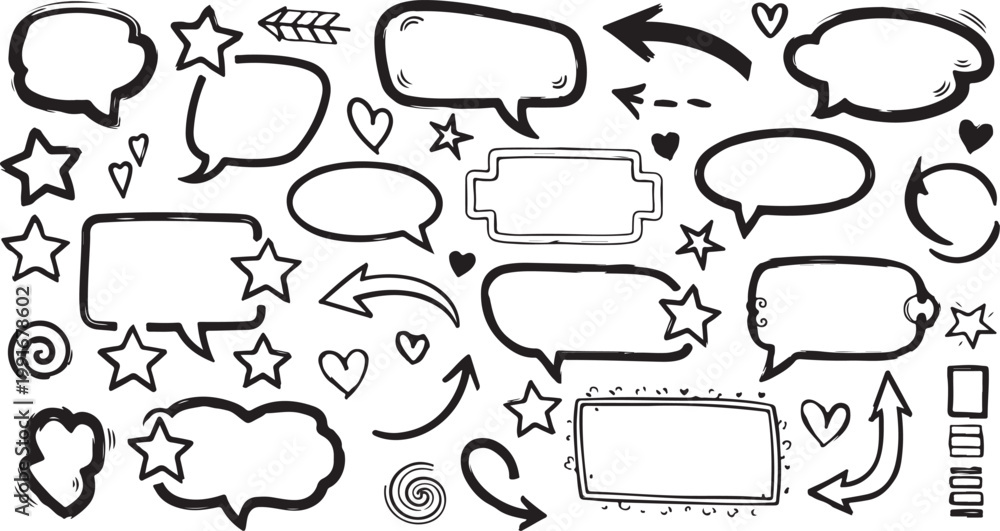 Fototapeta premium Comic speech bubbles for design purposes. Highlighter marker frame. Vector doodle 