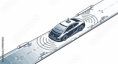 Autonomous vehicle on a smart road with sensor technology and wireless signals