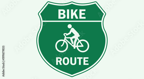 Green bike route sign board.