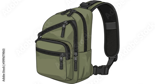 Green Crossbody Travel Messenger Bag.