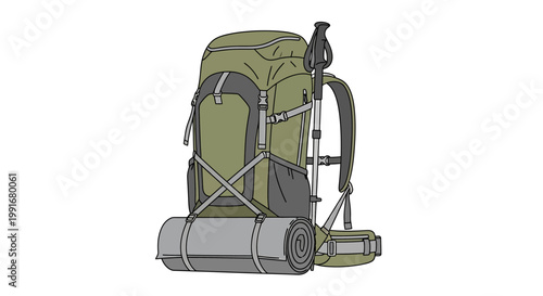 Green Hiking Backpack with Straps.