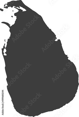 Sri Lanka map silhouette simple dark shape for travel and geography 