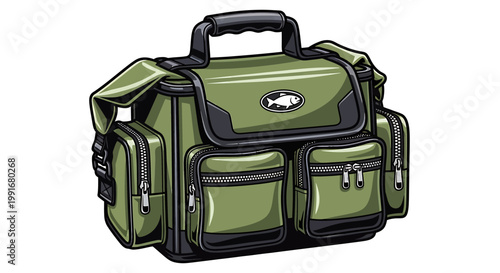 Green tactical messenger bag for outdoor.