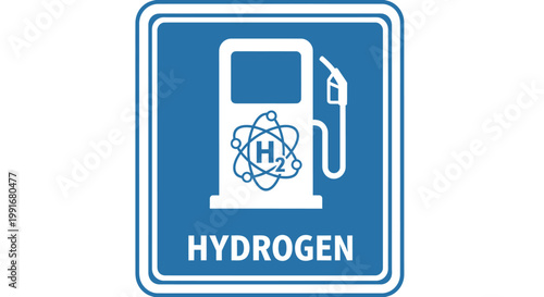 Hydrogen Fuel Station Sign Logo.