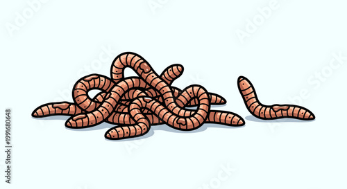 Illustration of Earthworms - A Group of Crawling Worms.