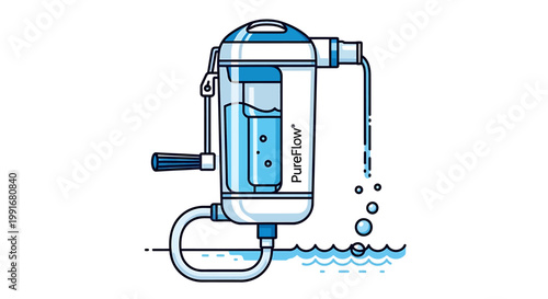 Illustrated Water Filtration System - Purifying Clean Drinking Water.