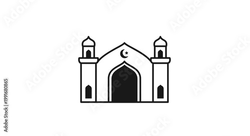 Islamic Mosque Architecture Symbol Icon.