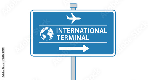 International Terminal Airport Sign Board.