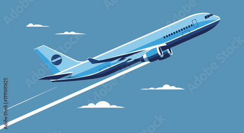 Large Blue Airplane in Flight.