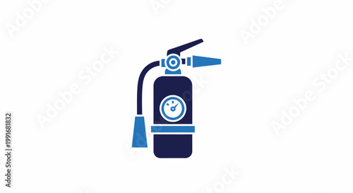 Fire Extinguisher Safety Icon - Blue Navy Two Tone Flat Design Emergency Protection Vector

