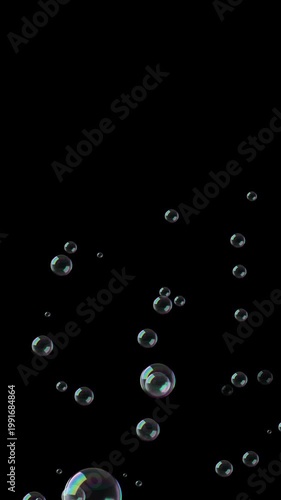 bubbles fly seamless loop animation. Rise of bubbles on black background. Full HD. 4K