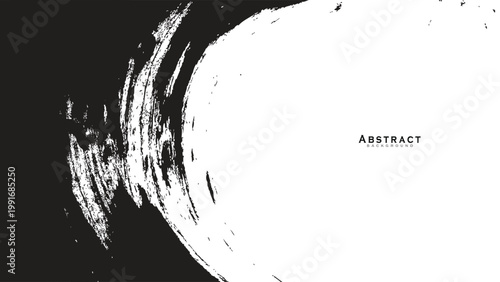 Tableau sur toile Vector of Abstract Black Circular Brush Stroke Background with Minimalist White