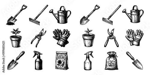 Rustic Gardening Equipment Engraving Bundle