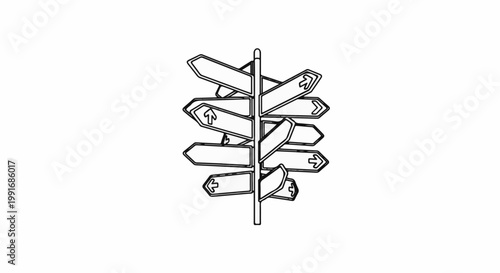 Signpost with multiple arrow signs pointing in different directions