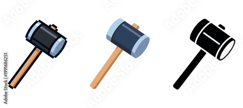 Three styles of mallets: colorful, detailed, and minimalist designs