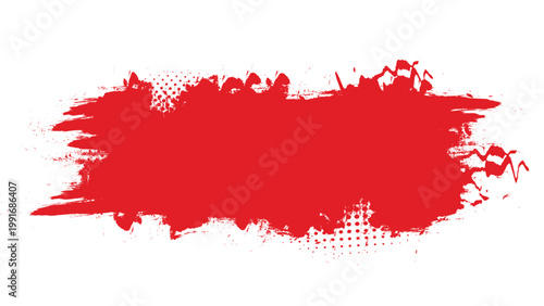 Vector of Bold Red Brush Splatter Background with Gritty Grunge Texture and Sharp Artistic Paint Stain Design