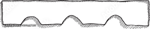 Fotografía A minimalist black and white sketch illustrating the cross section profile of an intaglio printing plate with recessed grooves