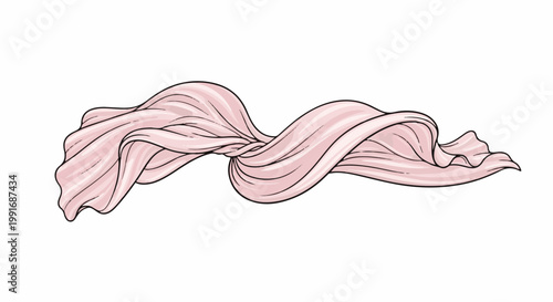 A delicate, flowing pink cloth twists and turns, creating graceful curves