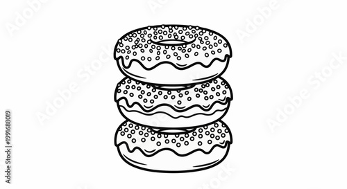 Stacked donuts with sprinkles, a simple line drawing