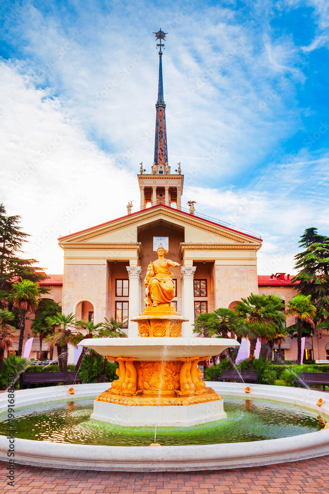 Fototapeta premium Fountain at Sochi port, Russia