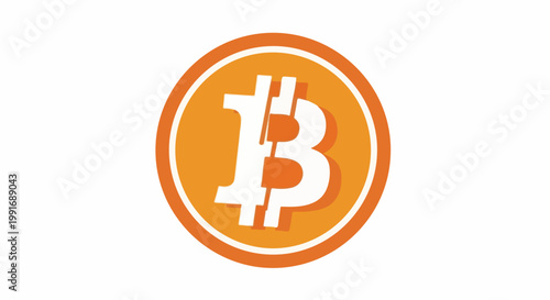 Stylized orange circle with white shadow coin symbol on white background