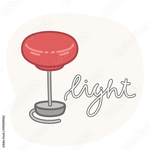 Cute red table lamp. Flat vector illustration.